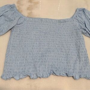 Simply Southern Blue Smocked Off-Shoulder Blouse